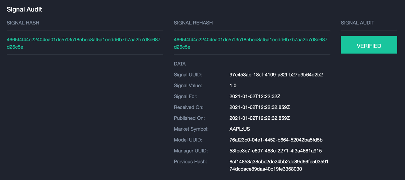 Blockchain signal audit | SYGNAL